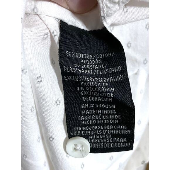 Voyager White Button Down Shirt Mens XL Geometric All Over Print Casual Preppy - Picture 5 of 6